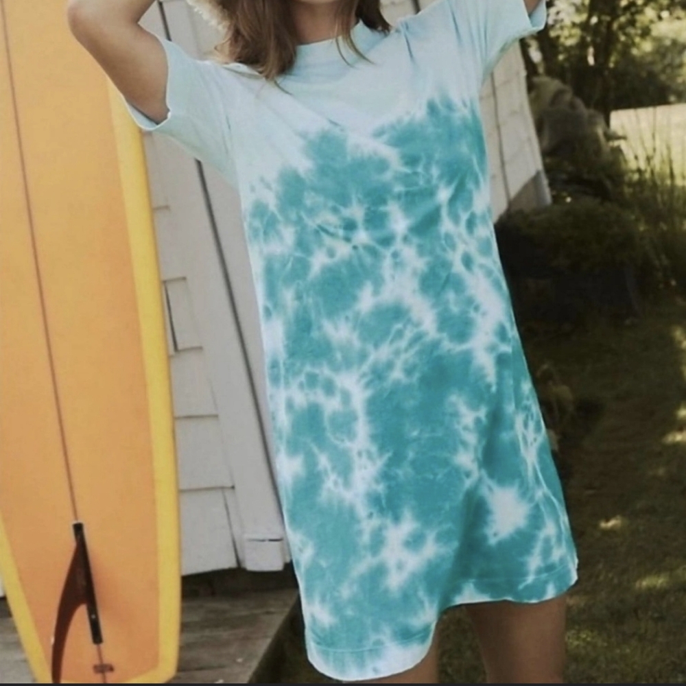 Anthropologie T.la Tie Dye Boho Short Sleeve T-shirt Heidi Dress Blue Size S
